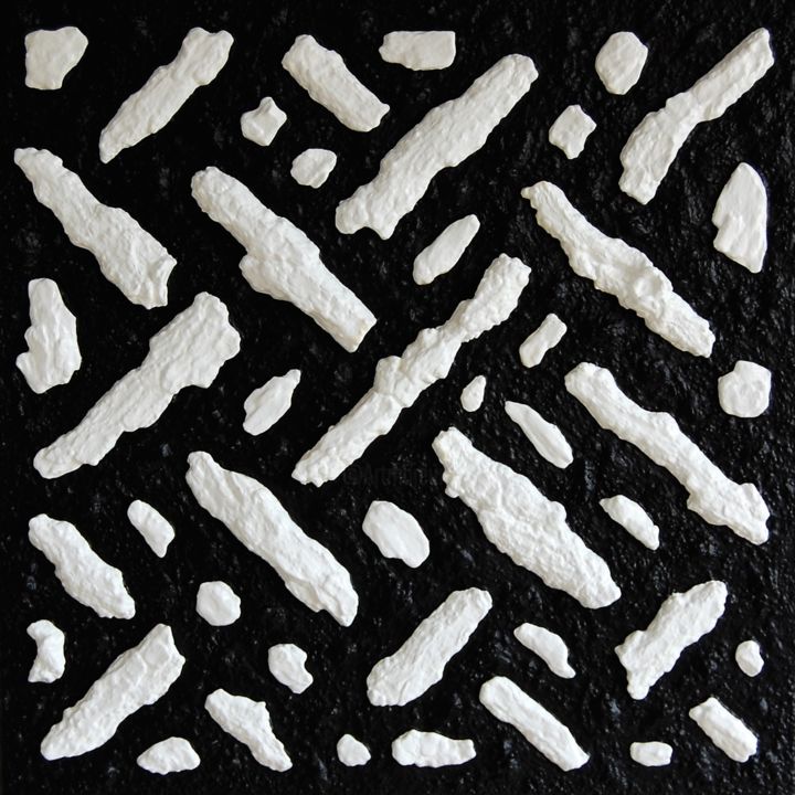 Картина под названием "Composition in blac…" - Henk Broeke, Подлинное произведение искусства, Акрил Установлен на Деревянная…