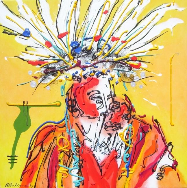 Peinture intitulée "Chief Garfield Jica…" par Henk Klinkhamer, Œuvre d'art originale