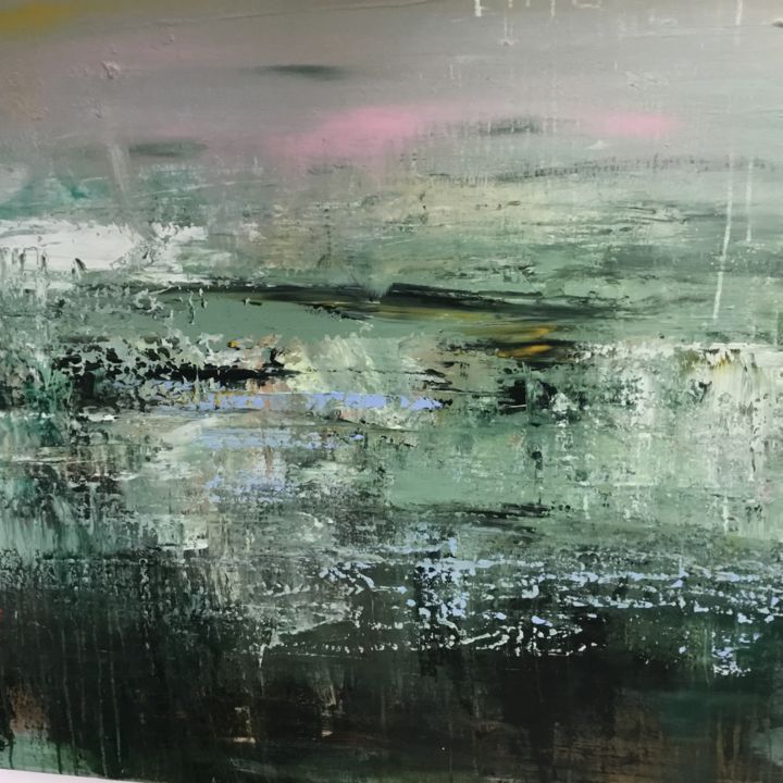 Schilderij getiteld "Beautiful green" door hennievandelande, Origineel Kunstwerk, Acryl Gemonteerd op Canvas brancard
