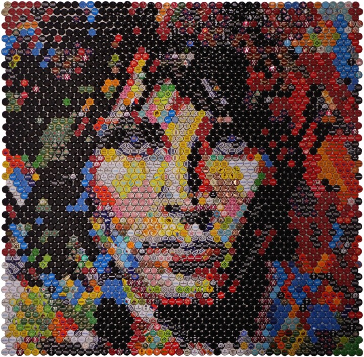 Collagen mit dem Titel "Jim Morrison 2.0" von Henning Leuschner, Original-Kunstwerk, Collagen