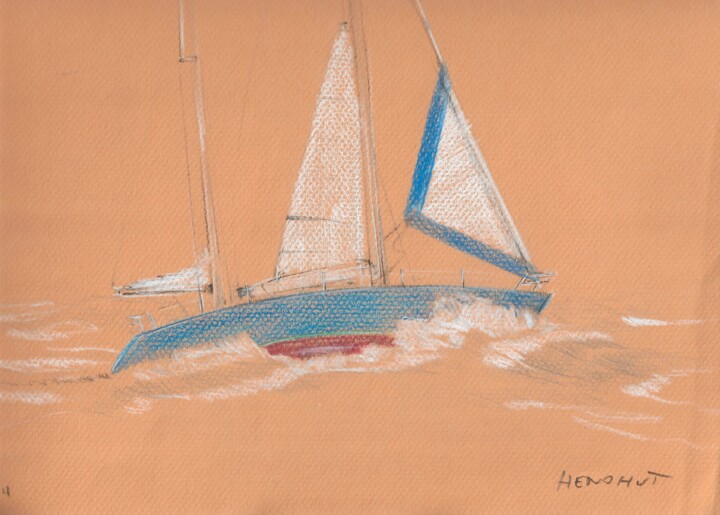 图画 标题为“Petit ketch tribord…” 由Henohut, 原创艺术品, 铅笔