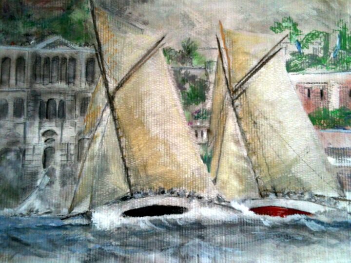 Peinture intitulée "Deux 15M JI à Monaco" par Henohut, Œuvre d'art originale, Pastel