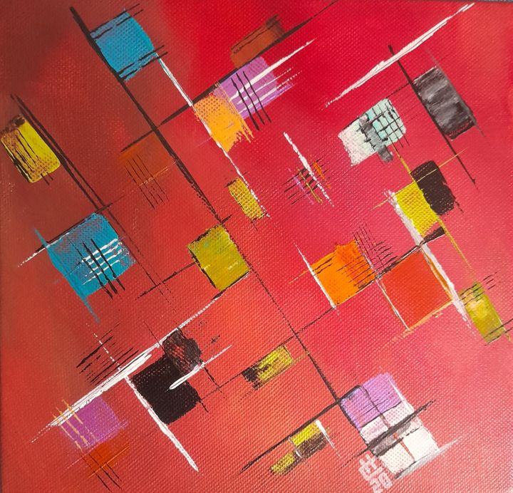 Peinture intitulée "espace rouge I" par Henri Calavia, Œuvre d'art originale, Acrylique