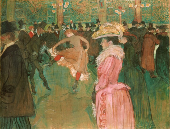 Schilderij getiteld "At the Moulin Rouge…" door Henri De Toulouse-Lautrec, Origineel Kunstwerk, Olie