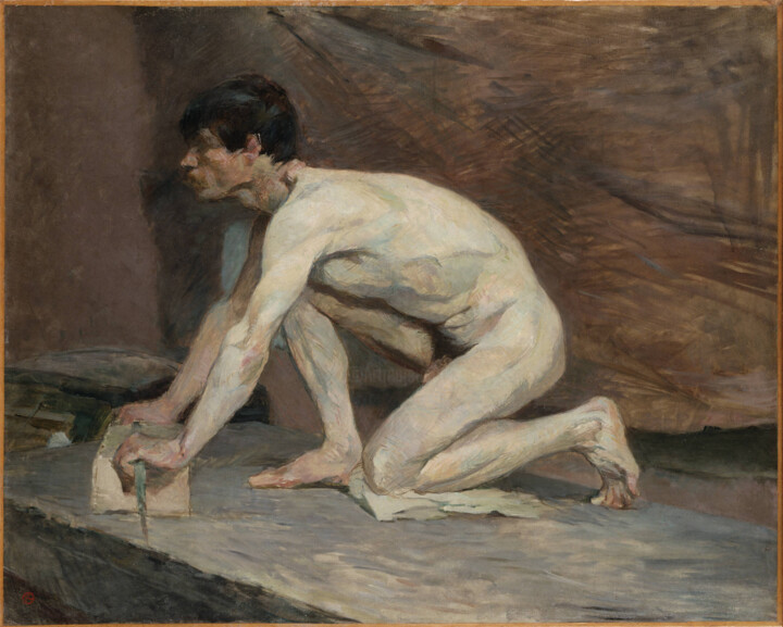 Painting titled "The Marble Polisher" by Henri De Toulouse-Lautrec, Original Artwork, Oil