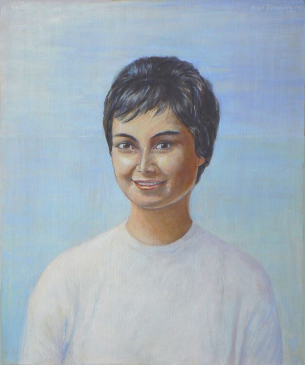 Malerei mit dem Titel "Portrait de ma sœur" von Henri Eisenberg, Original-Kunstwerk, Öl