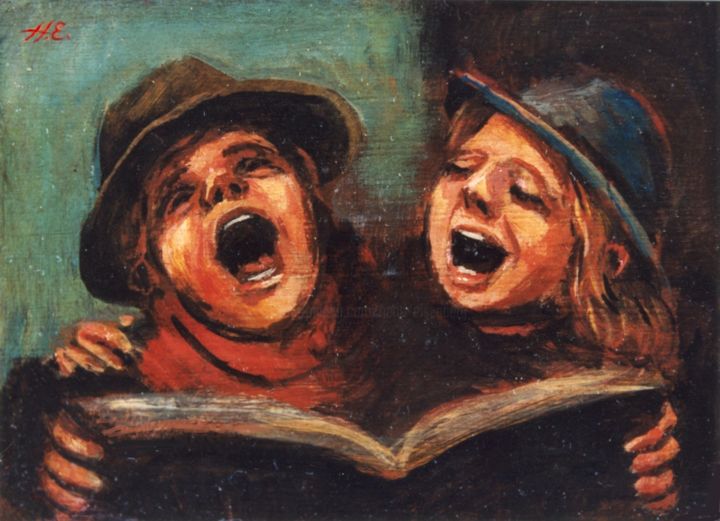 Peinture intitulée "Chanteurs 2" par Henri Eisenberg, Œuvre d'art originale, Acrylique