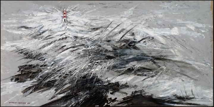 Malerei mit dem Titel "Le Phare Rouge" von Henri Eisenberg, Original-Kunstwerk, Acryl