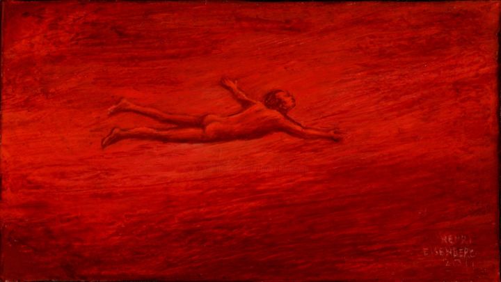 Pittura intitolato "Red Flyer" da Henri Eisenberg, Opera d'arte originale, Acrilico Montato su Telaio per barella in legno