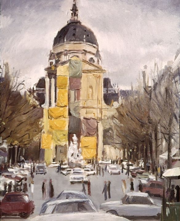 「Paris, Chapelle de…」というタイトルの絵画 Henri Eisenbergによって, オリジナルのアートワーク, オイル