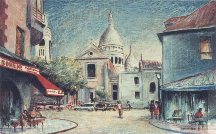 Pittura intitolato "Paris, Montmartre,…" da Henri Eisenberg, Opera d'arte originale, Acrilico