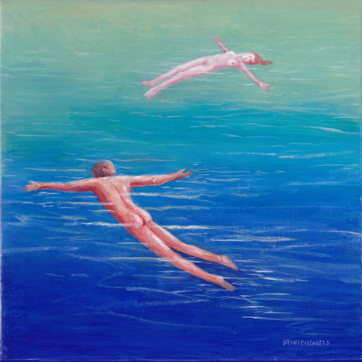 Картина под названием "Aquatique" - Henri Eisenberg, Подлинное произведение искусства, Акрил Установлен на Деревянная рама д…