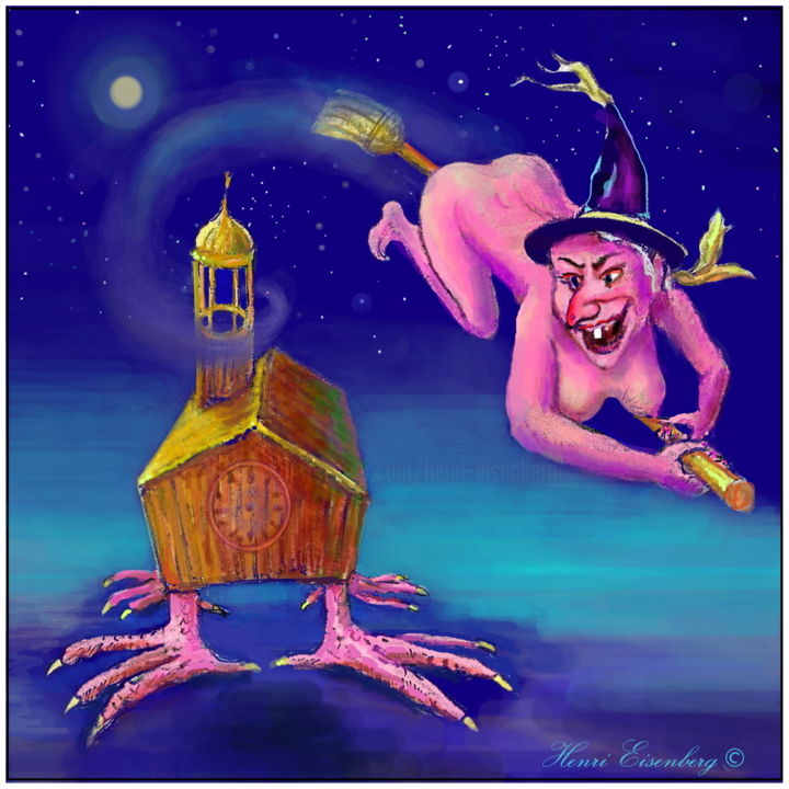 Digital Arts titled "Baba-Yaga, ou La Ca…" by Henri Eisenberg, Original Artwork, Digital Painting