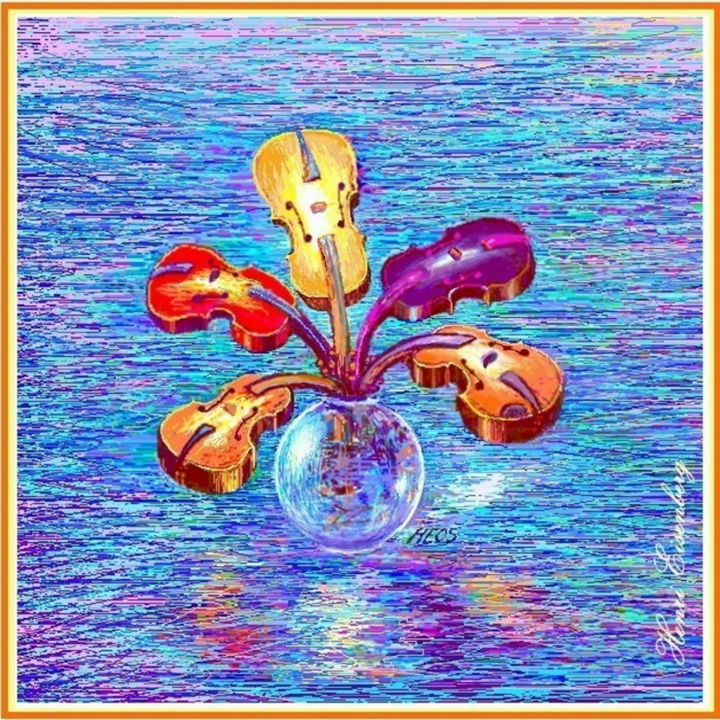 Digitale Kunst mit dem Titel "Bouquet Baroque" von Henri Eisenberg, Original-Kunstwerk, 2D digitale Arbeit Auf Karton montie…