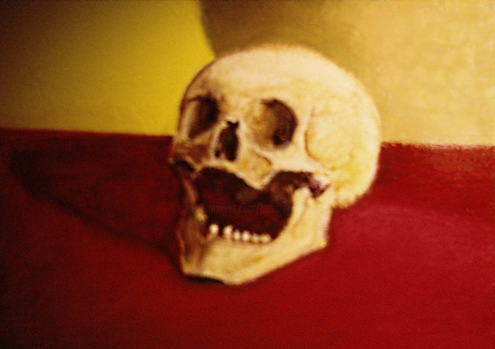 Painting titled "Crâne bouche ouverte" by Henri Eisenberg, Original Art, Oil Mounted on Stretcher frame