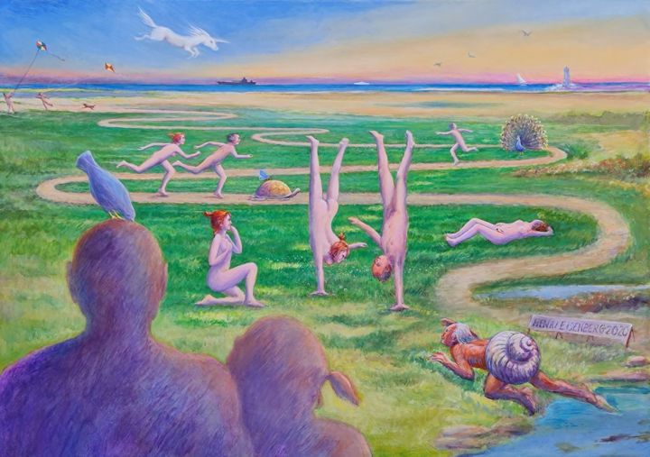 Painting titled "PHANTASIA" by Henri Eisenberg, Original Art, Acrylic Mounted on Stretcher frame