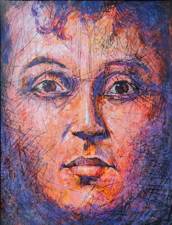 Peinture intitulée "Autoportrait 81" par Henri Eisenberg, Œuvre d'art originale, Acrylique Monté sur Autre panneau rigide