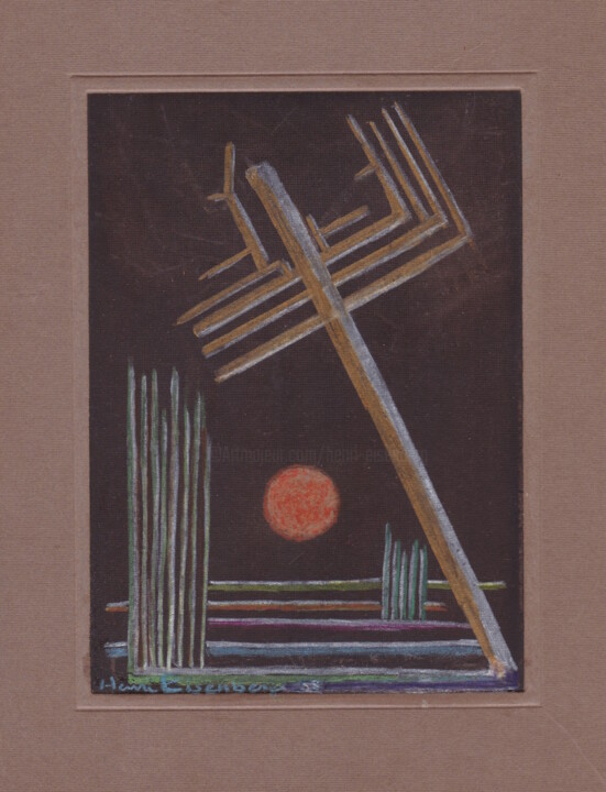 "Le Poteau penché" başlıklı Tablo Henri Eisenberg tarafından, Orijinal sanat, Pastel