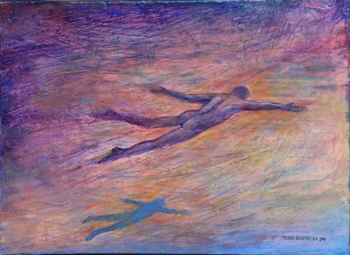 Painting titled "Planant Rouille" by Henri Eisenberg, Original Artwork, Acrylic