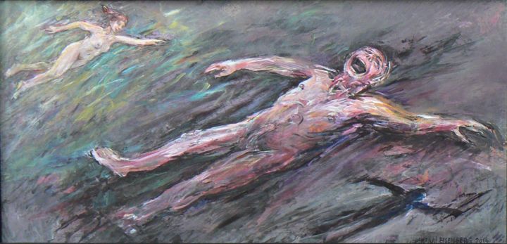 Pittura intitolato "Planant, Muse et Om…" da Henri Eisenberg, Opera d'arte originale, Acrilico Montato su Cartone