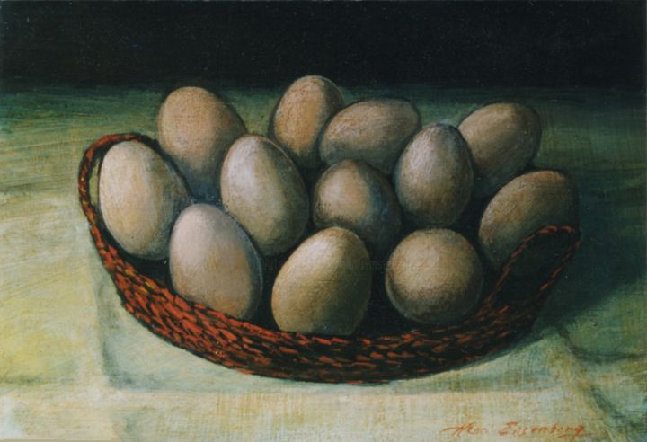Painting titled "Œufs" by Henri Eisenberg, Original Artwork, Acrylic