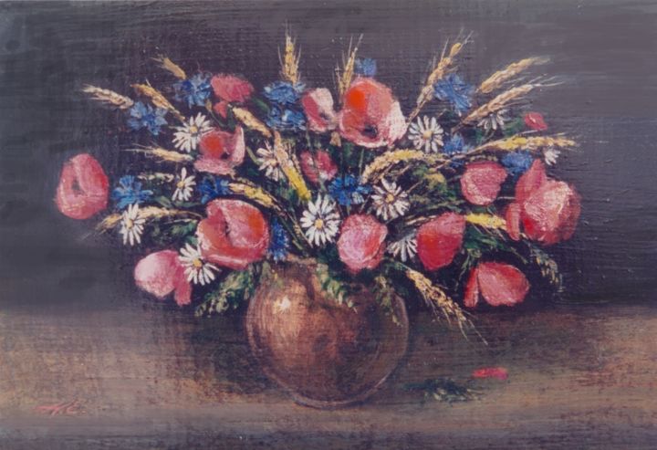 Painting titled "Fleurs des champs" by Henri Eisenberg, Original Artwork, Acrylic