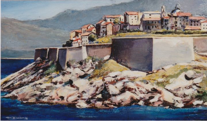 Painting titled "Corse-Calvi, dos de…" by Henri Eisenberg, Original Artwork, Acrylic