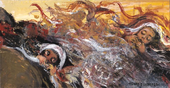 Painting titled "Cauchemar" by Henri Eisenberg, Original Artwork, Acrylic Mounted on Other rigid panel