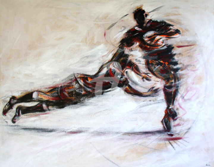 Malerei mit dem Titel "Rugby" von Henri Ibara, Original-Kunstwerk, Acryl