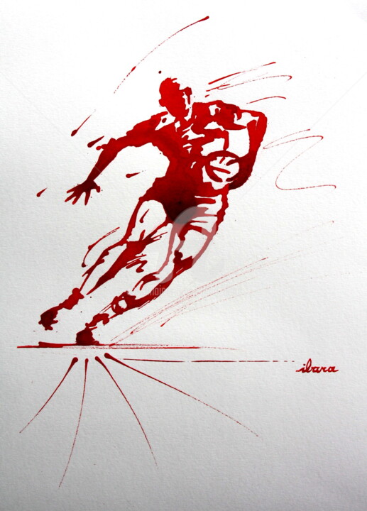 Dibujo titulada "RUGBY N°57" por Henri Ibara, Obra de arte original, Tinta