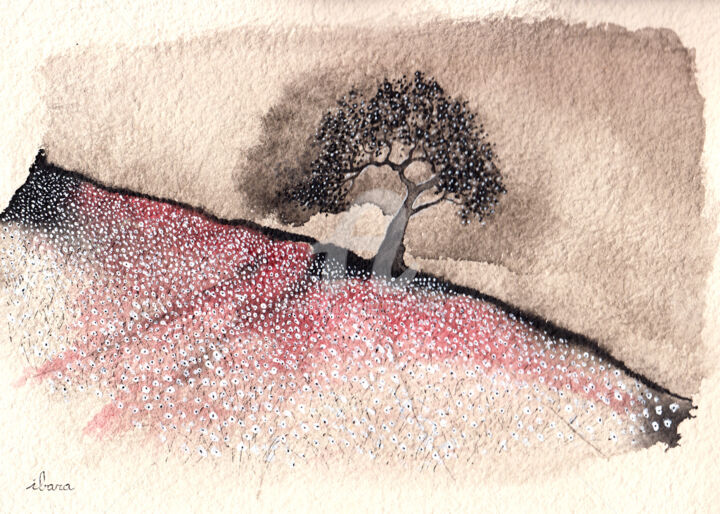 Drawing titled "Esprit de l'arbre" by Henri Ibara, Original Artwork, Ink