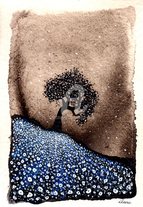 Drawing titled "Esprit de l'arbre e…" by Henri Ibara, Original Artwork, Ink