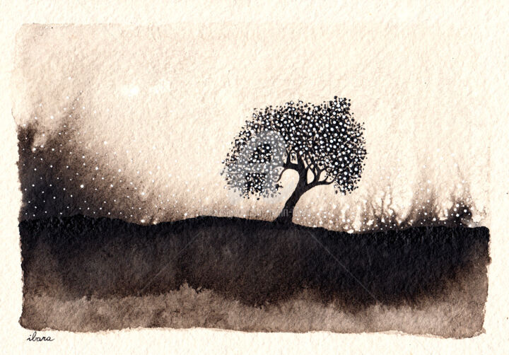 Dessin intitulée "L'arbre capteur d'é…" par Henri Ibara, Œuvre d'art originale, Encre