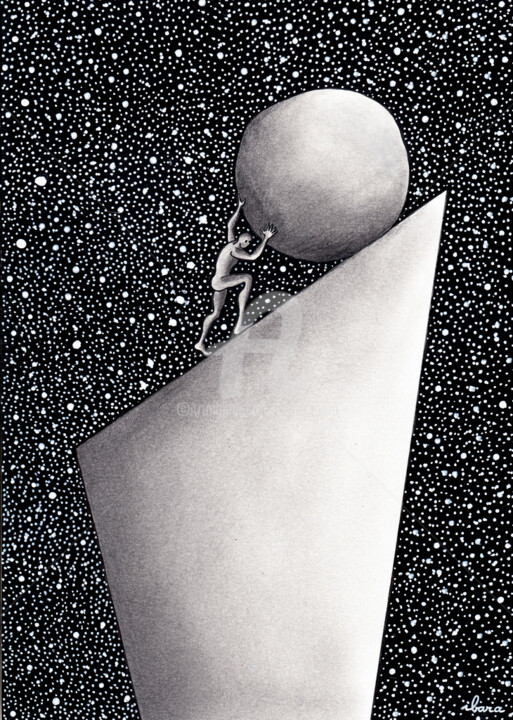 Рисунок под названием "L'éternelle absurdi…" - Henri Ibara, Подлинное произведение искусства, Чернила
