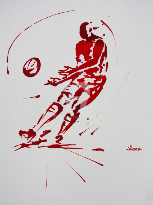 Dessin intitulée "Rugby N°58" par Henri Ibara, Œuvre d'art originale, Encre