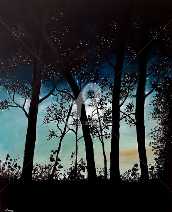 Pintura titulada "Ombre des arbres" por Henri Ibara, Obra de arte original, Acrílico Montado en Bastidor de camilla de madera