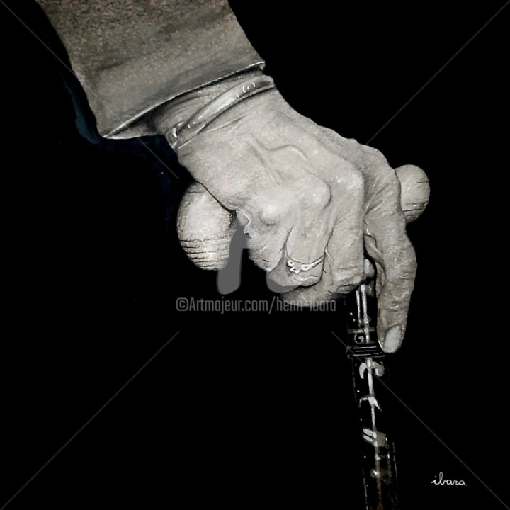 Dessin intitulée "La main droite de l…" par Henri Ibara, Œuvre d'art originale, Crayon