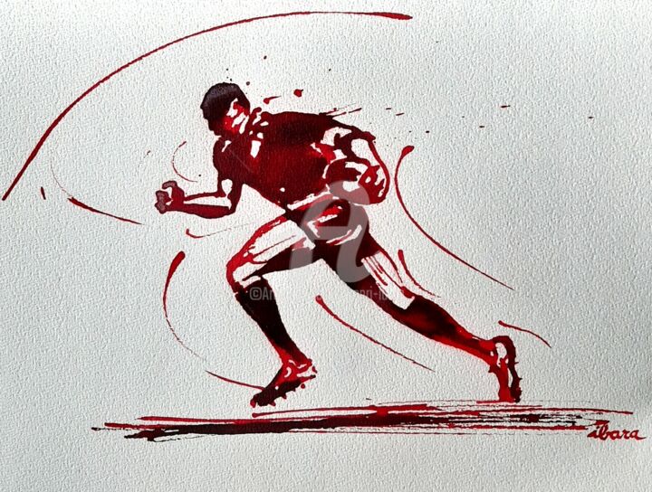 Drawing titled "Rugby N°60" by Henri Ibara, Original Artwork, Ink