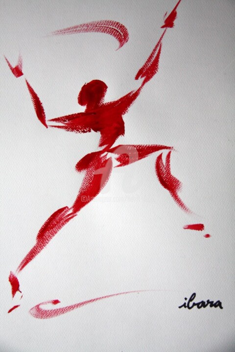 Dessin intitulée "homme-rouge-a-dessi…" par Henri Ibara, Œuvre d'art originale