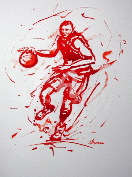 Peinture intitulée "basket-n-12-dessin-…" par Henri Ibara, Œuvre d'art originale, Encre