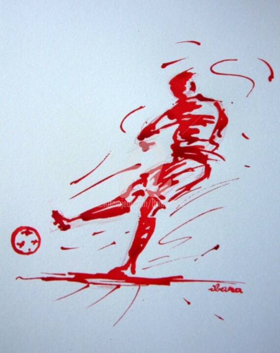 Dessin intitulée "football-n-41-dessi…" par Henri Ibara, Œuvre d'art originale, Autre