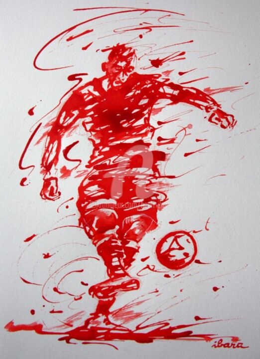 Dessin intitulée "football-n-44-dessi…" par Henri Ibara, Œuvre d'art originale, Encre