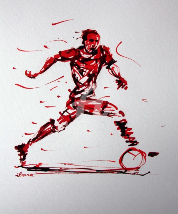 Рисунок под названием "football-n-52-dessi…" - Henri Ibara, Подлинное произведение искусства, Чернила