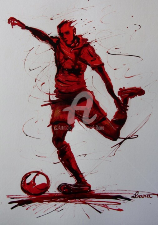 Zeichnungen mit dem Titel "football-n-58-dessi…" von Henri Ibara, Original-Kunstwerk, Tinte