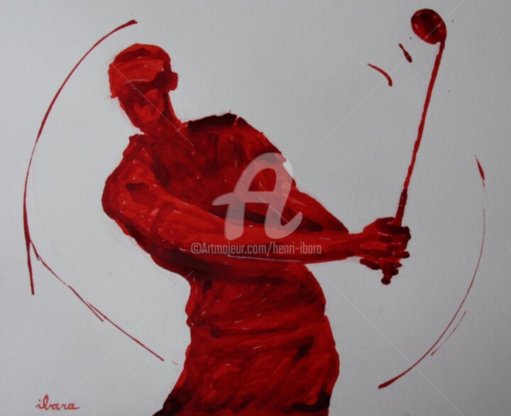 Dessin intitulée "golf-n-15-dessin-d-…" par Henri Ibara, Œuvre d'art originale, Encre