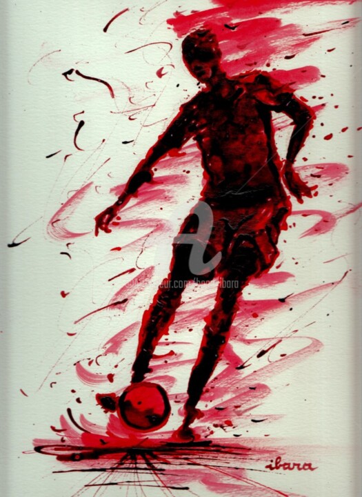 Dessin intitulée "football-n-65-dessi…" par Henri Ibara, Œuvre d'art originale, Encre