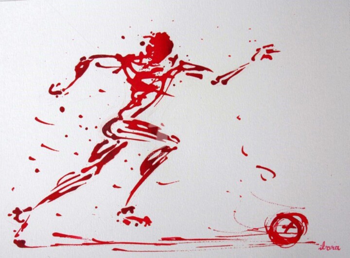 Dessin intitulée "football-n-76-dessi…" par Henri Ibara, Œuvre d'art originale, Encre