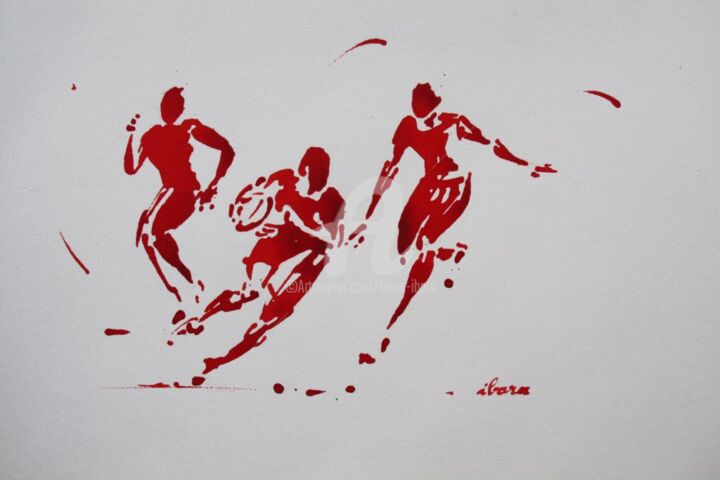 Drawing titled "rugby-n-43-dessin-d…" by Henri Ibara, Original Artwork, Ink