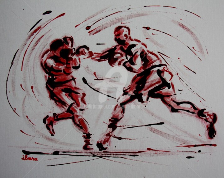 Painting titled "boxe-n-7-peinture-a…" by Henri Ibara, Original Artwork, Acrylic