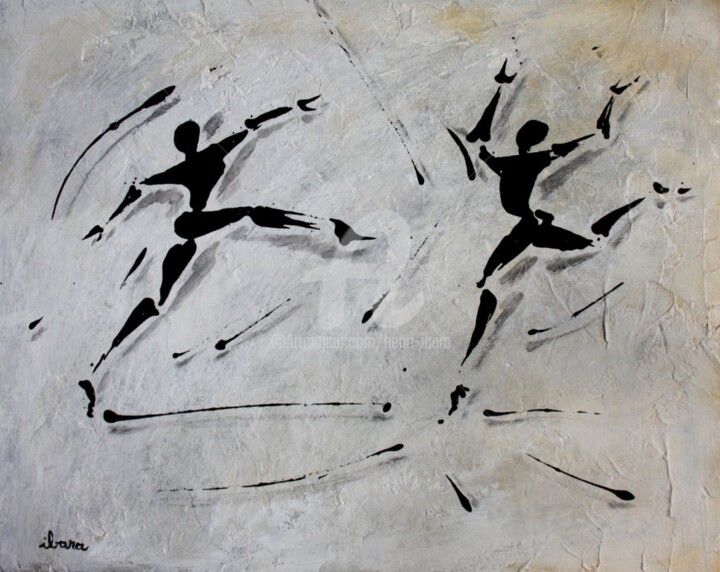 Schilderij getiteld "mouvement-n-4-peint…" door Henri Ibara, Origineel Kunstwerk, Acryl